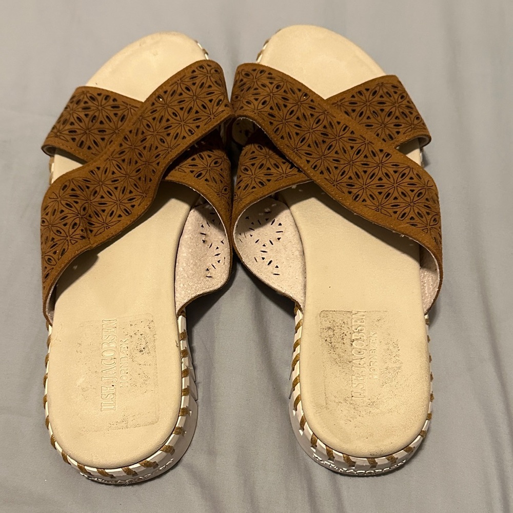 Ilse Jacobsen Tan Patterned Sandals